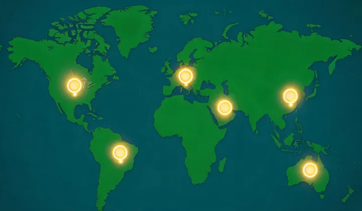 Map of Metso regional crushing parts hubs
