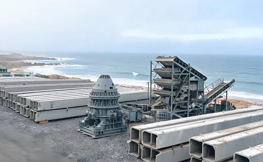 Cone crusher producing aggregate for precast bridge yard